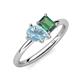 4 - Nadya Pear Shape Aquamarine & Emerald Shape Lab Created Alexandrite 2 Stone Duo Ring 