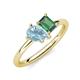 4 - Nadya Pear Shape Aquamarine & Emerald Shape Lab Created Alexandrite 2 Stone Duo Ring 