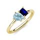 4 - Nadya Pear Shape Aquamarine & Emerald Shape Blue Sapphire 2 Stone Duo Ring 