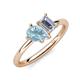 4 - Nadya Pear Shape Aquamarine & Emerald Shape GIA Certified Diamond 2 Stone Duo Ring 