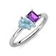 4 - Nadya Pear Shape Aquamarine & Emerald Shape Amethyst 2 Stone Duo Ring 