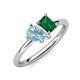 4 - Nadya Pear Shape Aquamarine & Emerald Shape Emerald 2 Stone Duo Ring 