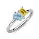 4 - Nadya Pear Shape Aquamarine & Emerald Shape Yellow Sapphire 2 Stone Duo Ring 