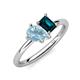 4 - Nadya Pear Shape Aquamarine & Emerald Shape London Blue Topaz 2 Stone Duo Ring 