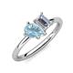 4 - Nadya Pear Shape Aquamarine & Emerald Shape Certified Lab Grown Diamond 2 Stone Duo Ring 