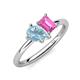 4 - Nadya Pear Shape Aquamarine & Emerald Shape Pink Sapphire 2 Stone Duo Ring 