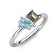 4 - Nadya Pear Shape Aquamarine & Emerald Shape Smoky Quartz 2 Stone Duo Ring 