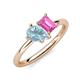 4 - Nadya Pear Shape Aquamarine & Emerald Shape Pink Sapphire 2 Stone Duo Ring 