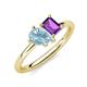 4 - Nadya Pear Shape Aquamarine & Emerald Shape Amethyst 2 Stone Duo Ring 