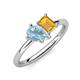 4 - Nadya Pear Shape Aquamarine & Emerald Shape Citrine 2 Stone Duo Ring 