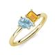 4 - Nadya Pear Shape Aquamarine & Emerald Shape Citrine 2 Stone Duo Ring 