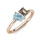 4 - Nadya Pear Shape Aquamarine & Emerald Shape Smoky Quartz 2 Stone Duo Ring 