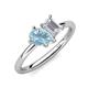 4 - Nadya Pear Shape Aquamarine & Emerald Shape White Sapphire 2 Stone Duo Ring 