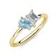 4 - Nadya Pear Shape Aquamarine & Emerald Shape White Sapphire 2 Stone Duo Ring 