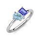 4 - Nadya Pear Shape Aquamarine & Emerald Shape Tanzanite 2 Stone Duo Ring 