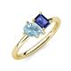 4 - Nadya Pear Shape Aquamarine & Emerald Shape Iolite 2 Stone Duo Ring 