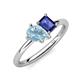 4 - Nadya Pear Shape Aquamarine & Emerald Shape Iolite 2 Stone Duo Ring 