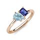 4 - Nadya Pear Shape Aquamarine & Emerald Shape Iolite 2 Stone Duo Ring 