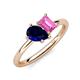 4 - Nadya Pear Shape Lab Created Blue Sapphire & Emerald Shape Pink Sapphire 2 Stone Duo Ring 