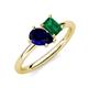 4 - Nadya Pear Shape Lab Created Blue Sapphire & Emerald Shape Emerald 2 Stone Duo Ring 