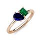 4 - Nadya Pear Shape Lab Created Blue Sapphire & Emerald Shape Emerald 2 Stone Duo Ring 