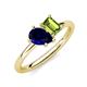 4 - Nadya Pear Shape Lab Created Blue Sapphire & Emerald Shape Peridot 2 Stone Duo Ring 