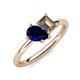 4 - Nadya Pear Shape Lab Created Blue Sapphire & Emerald Shape Smoky Quartz 2 Stone Duo Ring 