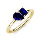 4 - Nadya Pear Shape Lab Created Blue Sapphire & Emerald Shape Blue Sapphire 2 Stone Duo Ring 