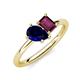 4 - Nadya Pear Shape Lab Created Blue Sapphire & Emerald Shape Rhodolite Garnet 2 Stone Duo Ring 