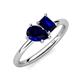 4 - Nadya Pear Shape Lab Created Blue Sapphire & Emerald Shape Blue Sapphire 2 Stone Duo Ring 