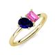 4 - Nadya Pear Shape Lab Created Blue Sapphire & Emerald Shape Pink Sapphire 2 Stone Duo Ring 