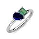 4 - Nadya Pear Shape Lab Created Blue Sapphire & Emerald Shape Lab Created Alexandrite 2 Stone Duo Ring 