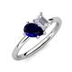 4 - Nadya Pear Shape Lab Created Blue Sapphire & Emerald Shape White Sapphire 2 Stone Duo Ring 