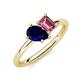 4 - Nadya Pear Shape Lab Created Blue Sapphire & Emerald Shape Pink Tourmaline 2 Stone Duo Ring 