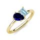 4 - Nadya Pear Shape Lab Created Blue Sapphire & Emerald Shape Aquamarine 2 Stone Duo Ring 