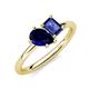 4 - Nadya Pear Shape Lab Created Blue Sapphire & Emerald Shape Iolite 2 Stone Duo Ring 