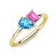 4 - Nadya Pear Shape Blue Topaz & Emerald Shape Pink Sapphire 2 Stone Duo Ring 