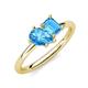 4 - Nadya Pear & Emerald Shape Blue Topaz 2 Stone Duo Ring 