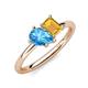 4 - Nadya Pear Shape Blue Topaz & Emerald Shape Citrine 2 Stone Duo Ring 