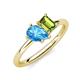 4 - Nadya Pear Shape Blue Topaz & Emerald Shape Peridot 2 Stone Duo Ring 