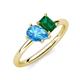 4 - Nadya Pear Shape Blue Topaz & Emerald Shape Emerald 2 Stone Duo Ring 