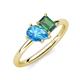 4 - Nadya Pear Shape Blue Topaz & Emerald Shape Lab Created Alexandrite 2 Stone Duo Ring 