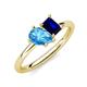 4 - Nadya Pear Shape Blue Topaz & Emerald Shape Blue Sapphire 2 Stone Duo Ring 