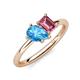 4 - Nadya Pear Shape Blue Topaz & Emerald Shape Pink Tourmaline 2 Stone Duo Ring 