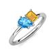 4 - Nadya Pear Shape Blue Topaz & Emerald Shape Citrine 2 Stone Duo Ring 