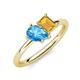 4 - Nadya Pear Shape Blue Topaz & Emerald Shape Citrine 2 Stone Duo Ring 