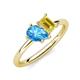 4 - Nadya Pear Shape Blue Topaz & Emerald Shape Yellow Sapphire 2 Stone Duo Ring 