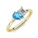 4 - Nadya Pear Shape Blue Topaz & Emerald Shape White Sapphire 2 Stone Duo Ring 