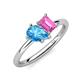 4 - Nadya Pear Shape Blue Topaz & Emerald Shape Pink Sapphire 2 Stone Duo Ring 