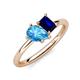 4 - Nadya Pear Shape Blue Topaz & Emerald Shape Blue Sapphire 2 Stone Duo Ring 